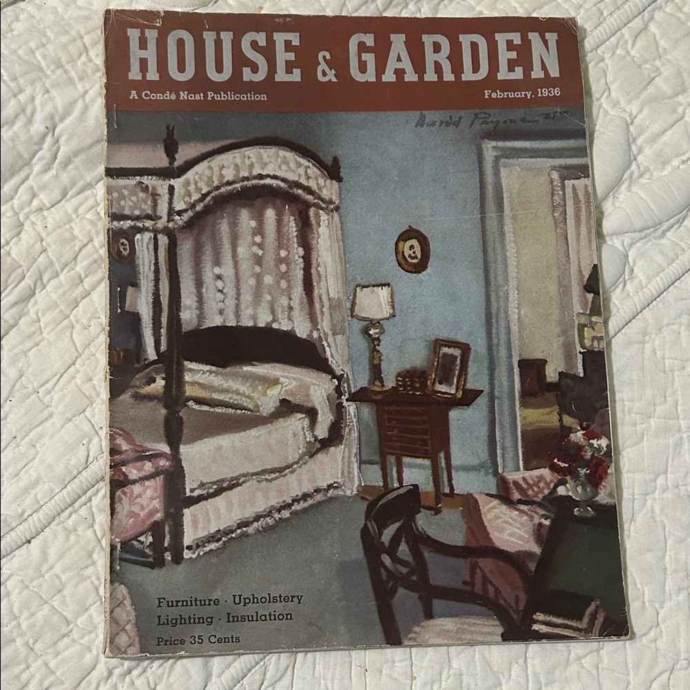 Vintage House & Garden Mag, Feb. 1936. One pg missing, 2 have cuts,no back cover